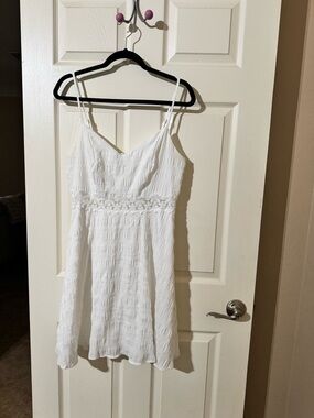 SHEIN White Spaghetti Strap Textured Sundress